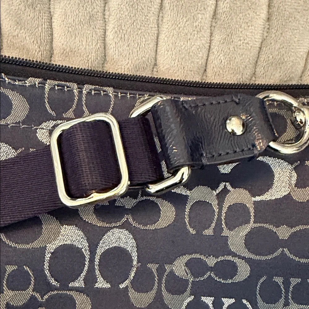 Coach Blue and Silver Signature Canvas Crossbody with Turnlock Pocket - Picture 5 of 5